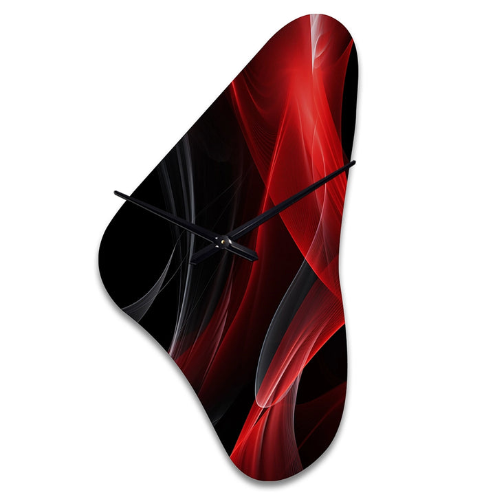 Red Black Contemplative Abstraction V - Asymmetric Metal Wall Clock