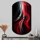 Red Black Contemplative Abstraction VI - Asymmetric Metal Wall Clock