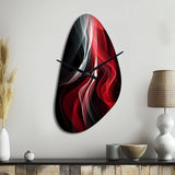 Red Black Contemplative Abstraction VI - Asymmetric Metal Wall Clock