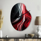 Red Black Contemplative Abstraction VI - Asymmetric Metal Wall Clock