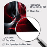 Red Black Contemplative Abstraction X - Asymmetric Metal Wall Clock
