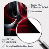 Red Black Contemplative Abstraction X - Asymmetric Metal Wall Clock
