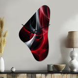 Red Black Contemplative Abstraction X - Asymmetric Metal Wall Clock