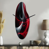 Red Black Contemplative Abstraction X - Asymmetric Metal Wall Clock