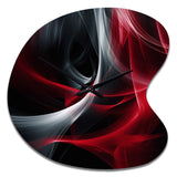 Red Black Contemplative Abstraction X - Asymmetric Metal Wall Clock