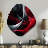 Red Black Contemplative Abstraction X - Asymmetric Metal Wall Clock