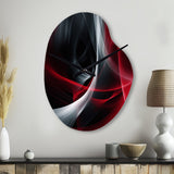 Red Black Contemplative Abstraction X - Asymmetric Metal Wall Clock