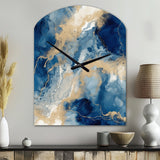Blue And White Abstracted Liquid Art III - Asymmetric Metal Wall Clock