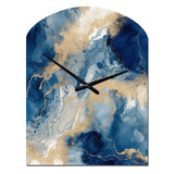 Blue And White Abstracted Liquid Art III - Asymmetric Metal Wall Clock