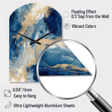 Blue And White Abstracted Liquid Art III - Asymmetric Metal Wall Clock