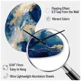 Blue And White Abstracted Liquid Art III - Asymmetric Metal Wall Clock