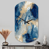 Blue And White Abstracted Liquid Art III - Asymmetric Metal Wall Clock