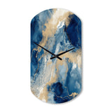 Blue And White Abstracted Liquid Art III - Asymmetric Metal Wall Clock