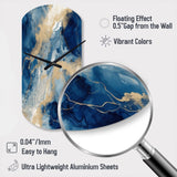 Blue And White Abstracted Liquid Art III - Asymmetric Metal Wall Clock