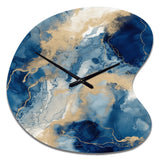 Blue And White Abstracted Liquid Art III - Asymmetric Metal Wall Clock