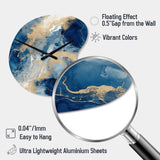 Blue And White Abstracted Liquid Art III - Asymmetric Metal Wall Clock