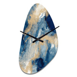 Blue And White Abstracted Liquid Art III - Asymmetric Metal Wall Clock