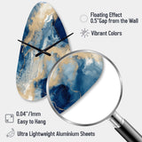 Blue And White Abstracted Liquid Art III - Asymmetric Metal Wall Clock