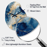 Blue And White Abstracted Liquid Art III - Asymmetric Metal Wall Clock