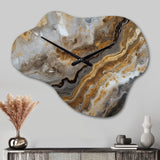 Gold And Grey A Marble Effect I - Asymmetric Metal Wall Clock