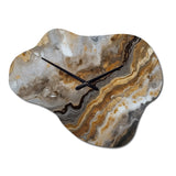Gold And Grey A Marble Effect I - Asymmetric Metal Wall Clock