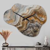 Gold And Grey A Marble Effect II - Asymmetric Metal Wall Clock