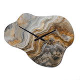 Gold And Grey A Marble Effect II - Asymmetric Metal Wall Clock