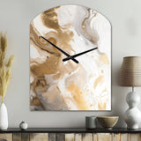 Gold And Grey A Marble Effect IV - Asymmetric Metal Wall Clock