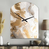 Gold And Grey A Marble Effect IV - Asymmetric Metal Wall Clock