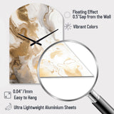 Gold And Grey A Marble Effect IV - Asymmetric Metal Wall Clock
