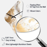 Gold And Grey A Marble Effect IV - Asymmetric Metal Wall Clock