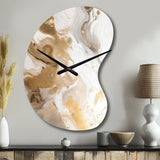 Gold And Grey A Marble Effect IV - Asymmetric Metal Wall Clock