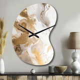Gold And Grey A Marble Effect IV - Asymmetric Metal Wall Clock