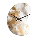 Gold And Grey A Marble Effect IV - Asymmetric Metal Wall Clock