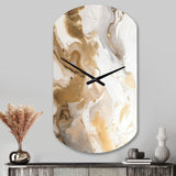 Gold And Grey A Marble Effect IV - Asymmetric Metal Wall Clock