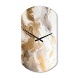 Gold And Grey A Marble Effect IV - Asymmetric Metal Wall Clock