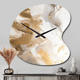 Gold And Grey A Marble Effect IV - Asymmetric Metal Wall Clock