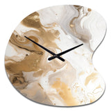 Gold And Grey A Marble Effect IV - Asymmetric Metal Wall Clock