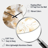 Gold And Grey A Marble Effect IV - Asymmetric Metal Wall Clock