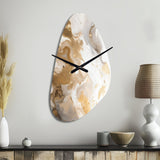 Gold And Grey A Marble Effect IV - Asymmetric Metal Wall Clock