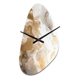 Gold And Grey A Marble Effect IV - Asymmetric Metal Wall Clock