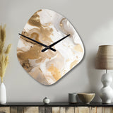 Gold And Grey A Marble Effect IV - Asymmetric Metal Wall Clock