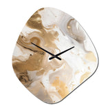 Gold And Grey A Marble Effect IV - Asymmetric Metal Wall Clock
