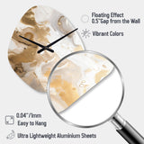 Gold And Grey A Marble Effect IV - Asymmetric Metal Wall Clock
