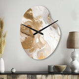 Gold And Grey A Marble Effect IV - Asymmetric Metal Wall Clock
