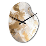 Gold And Grey A Marble Effect IV - Asymmetric Metal Wall Clock
