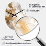 Gold And Grey A Marble Effect IV - Asymmetric Metal Wall Clock