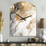 Gold And Grey A Marble Effect V - Asymmetric Metal Wall Clock