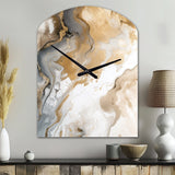 Gold And Grey A Marble Effect V - Asymmetric Metal Wall Clock