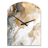 Gold And Grey A Marble Effect V - Asymmetric Metal Wall Clock